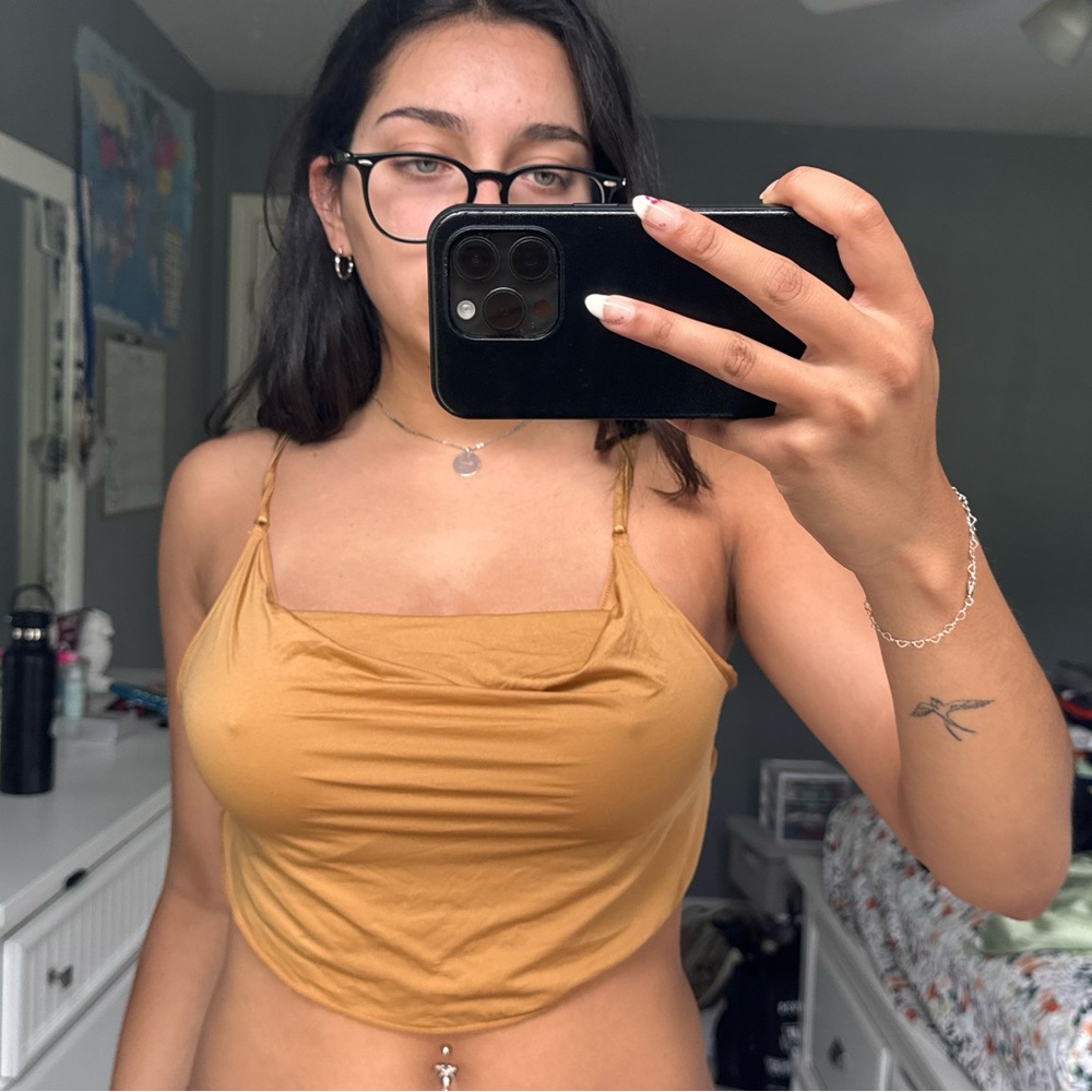 Urban Outfitters Out From Under Gold Crop Camisole Fitted Ruched